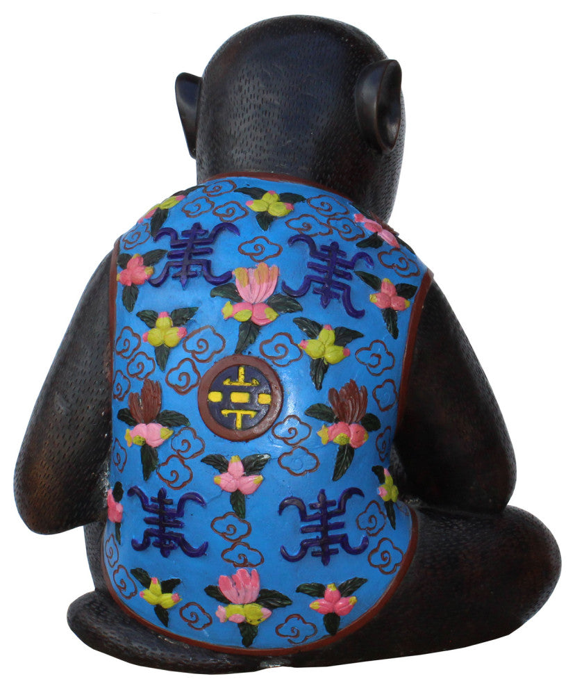 Handmade Brown Bronze Metal Ape Monkey with Peach Figure Hcs5314
