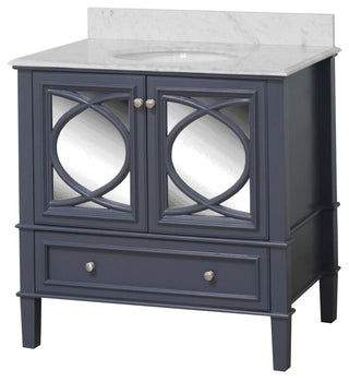 Olivia 36" Bathroom Vanity, Marine Gray, Carrara Marble