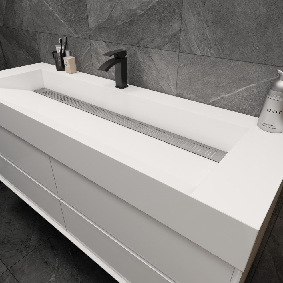 MAX 60" Single Floating Bath Vanity With Acrylic Sink, Gloss White