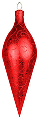 Wl-Fin-A-16-Re - 16" Finial Ornament Red With Red Glitter Swirl