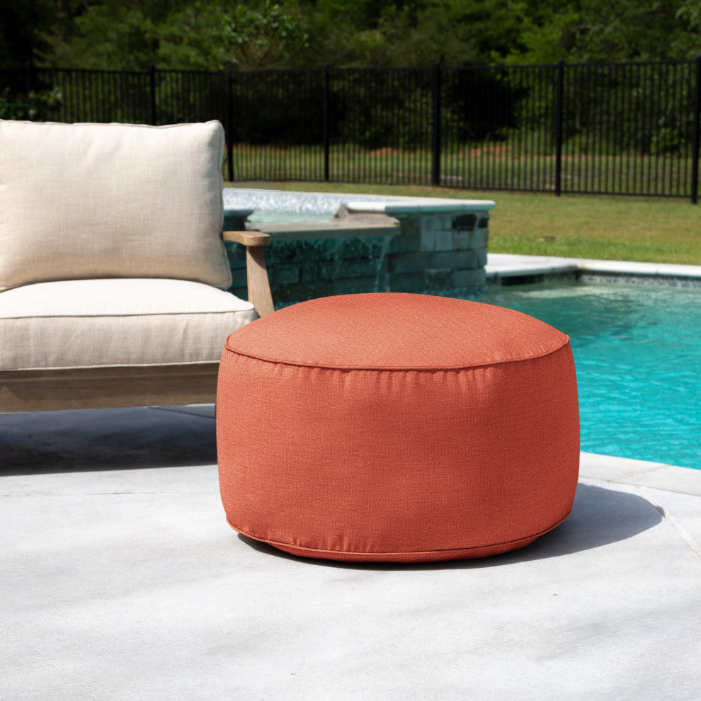 Mozaic Home Canvas Persimmon Indoor/Outdoor Round Bean Pouf 30x30x15"