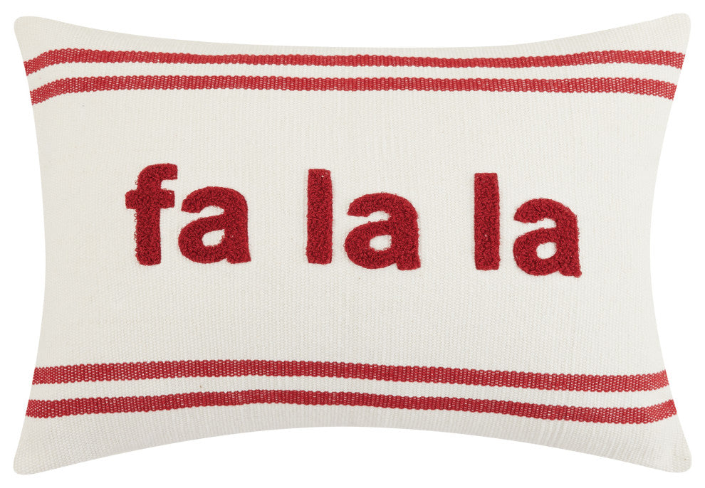 Stripe Boucle Fa La La Embroidered Pillow