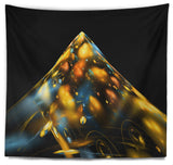 Fractal Golden Blue Structure Contemporary Wall Tapestry, 39"x32"