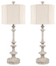 41.5"H White Resin Table Lamps With Oatmeal Drum Shade, Set of 2