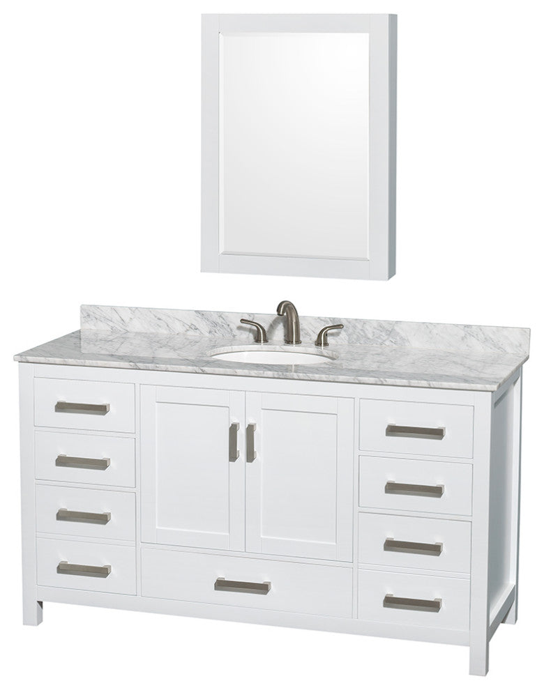 Wyndham WCS141460SWHCMUNOMED 60 Inch Single Bathroom Vanity in White