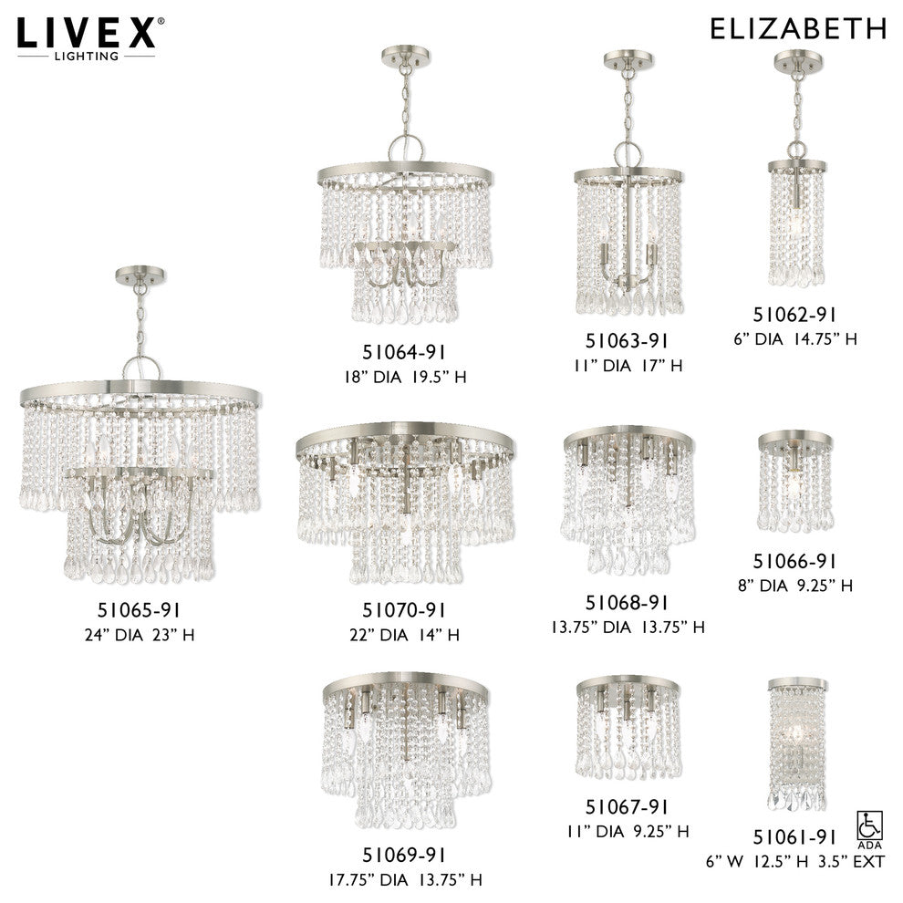Livex Lighting Brushed Nickel 5 + 1-Light Ceiling Mount
