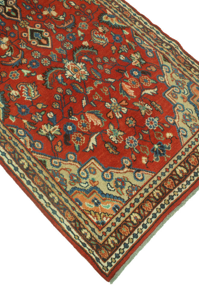 Fine Vintage Distressed Diamond Rust/Charcoal Runner, 3'8x10'6