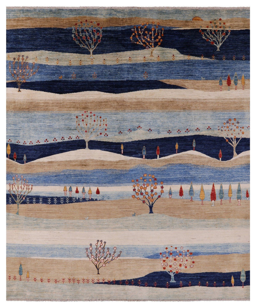 8' 2" X 9' 7" Handmade Persian Gabbeh Tribal Rug Q10589
