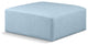 Cube Upholstered Modular Component, Light Blue, Vegan Leather, Ottoman