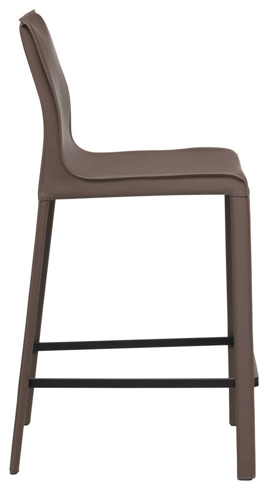 Elite Living Stan Leather 26" Counter Height Bar Stool, Mink Brown