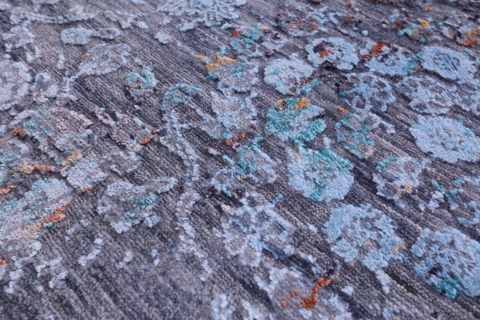 Runner Hand-Knotted Modern Wool and Silk Rug 2' 6" X 12' 0" Q11828