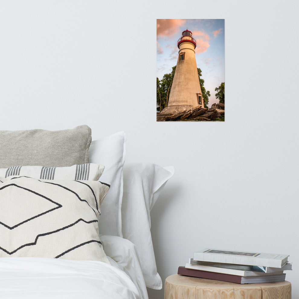 Marblehead Lighthouse at Sunset From the Shore Unframed Wall Art Prints, 12" X 18"
