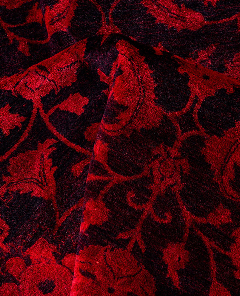 Overdyed One-of-a-Kind Hand-Knotted Area Rug Orange, 8' 1" x 8' 1"