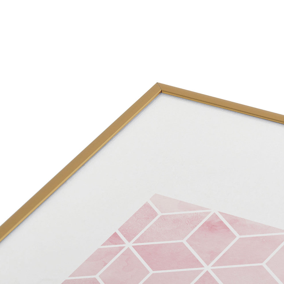 Elisabeth Fredriksson Pink Grey Gradient Cubes Metal Framed Art Print