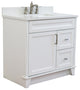 37" Single Sink Vanity, White Finish With White Engineered Stone Top