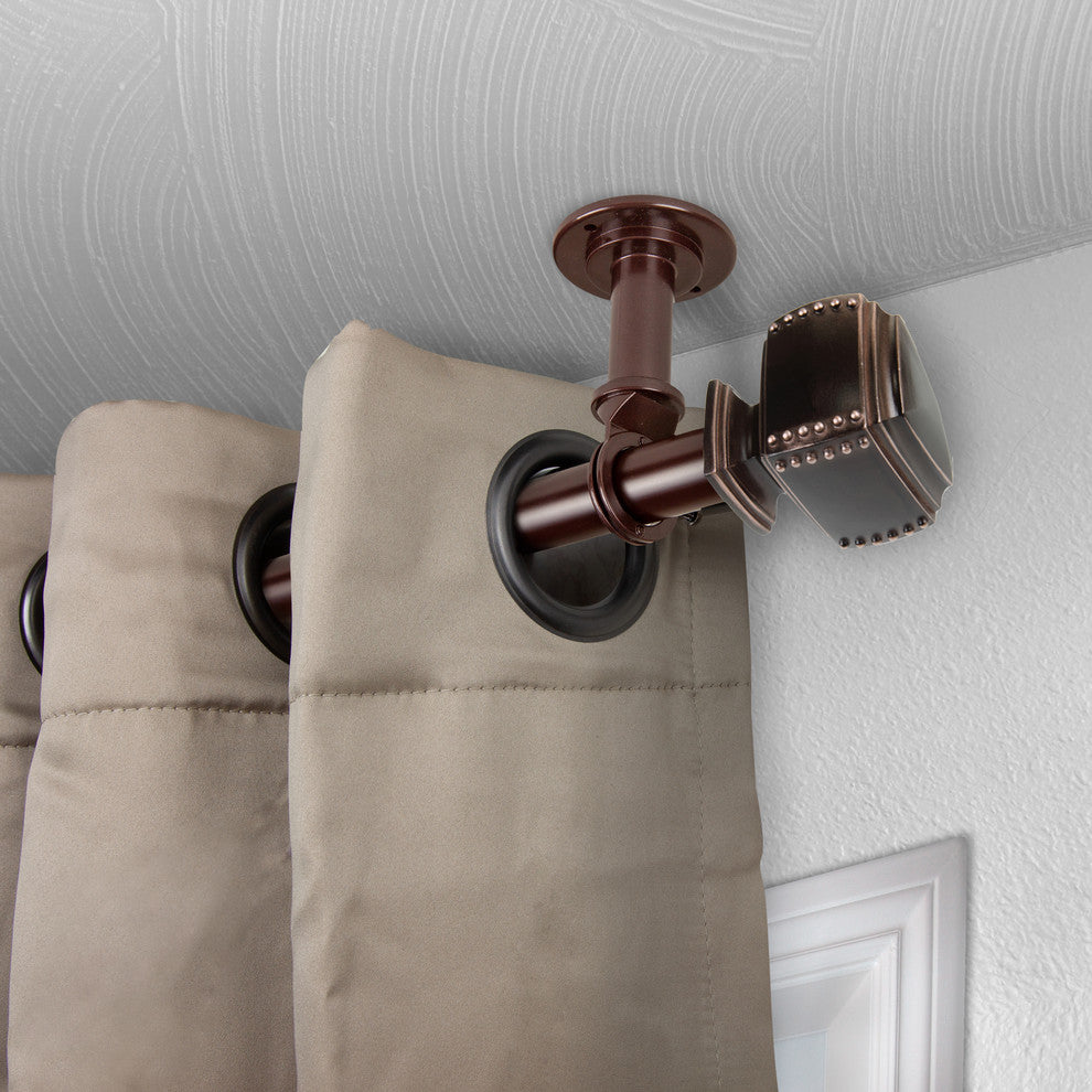 Studded Ceiling 1" Curtain Rod/Room Divider, Bronze, 48-84"