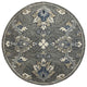 7" Round Gray Intricate Jacobean Area Rug