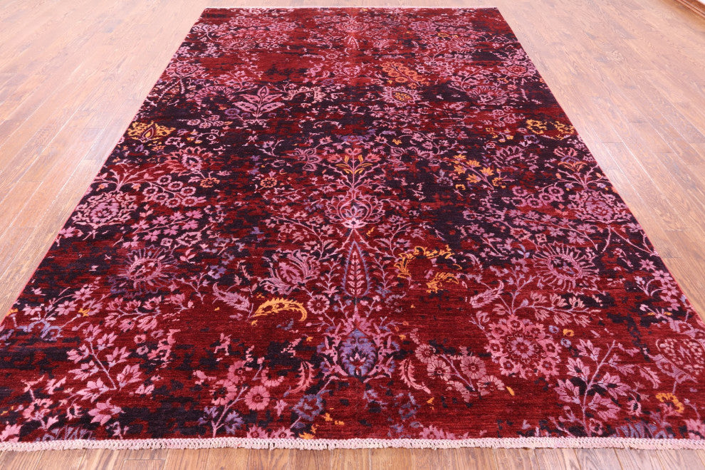 Wool and Silk Modern Hand Knotted Rug 8' 10" X 11' 11" Q9951