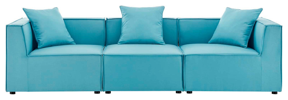 Lounge Sectional Sofa Set, Fabric, Blue, Modern, Outdoor Patio Balcony Garden