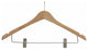 Wooden Anti-Theft Security Curved Combo Hanger with Natural Finish, Box of 100