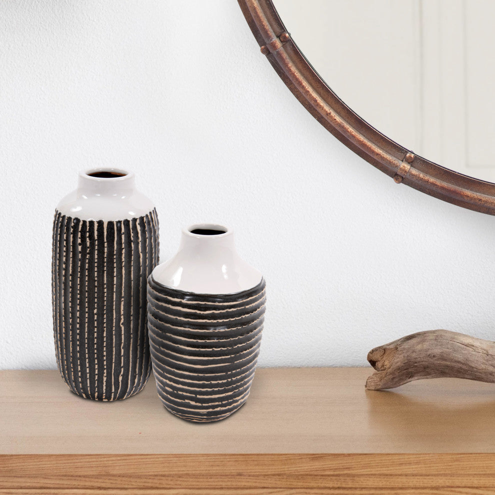 Terra Striped Stoneware Vase, Large
