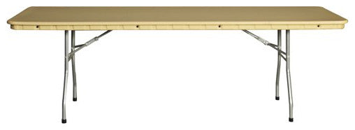 Rectangular Folding Table, Auto Locking Steel Wishbone Legs & Large Top, Tan