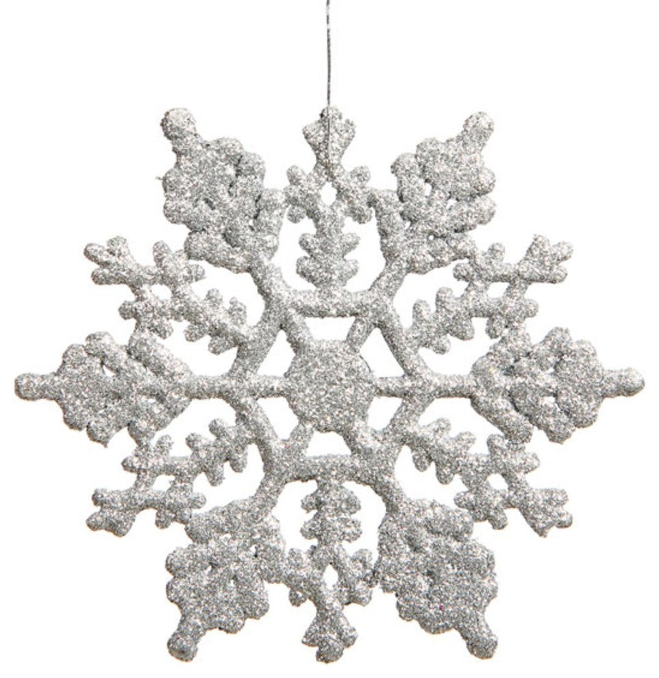 6.25" Club Pack of 12 Snowflake Christmas Ornaments, Silver