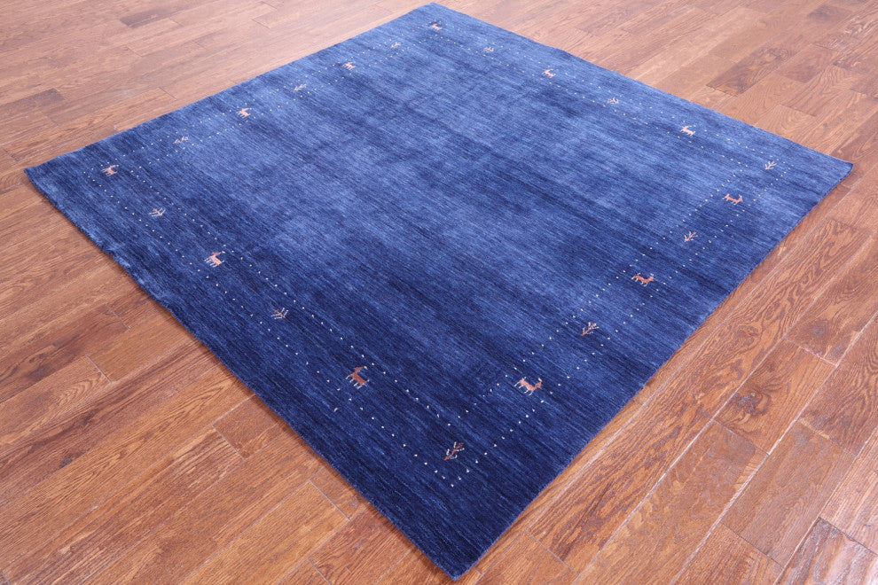 6' Square Persian Gabbeh Hand Knotted Wool Rug - Q15034
