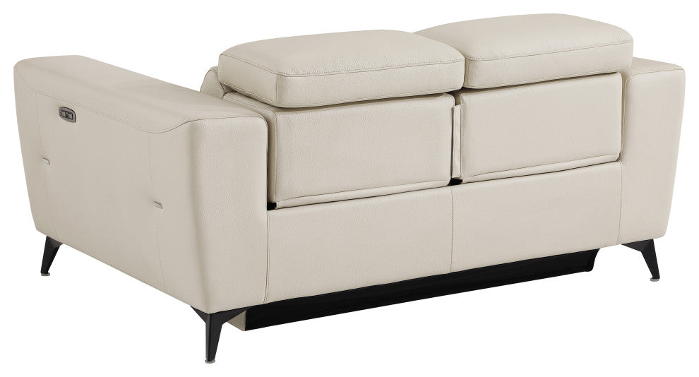 Arezzo Genuine Italian Leather Modern Sofa and Loveseat, Beige