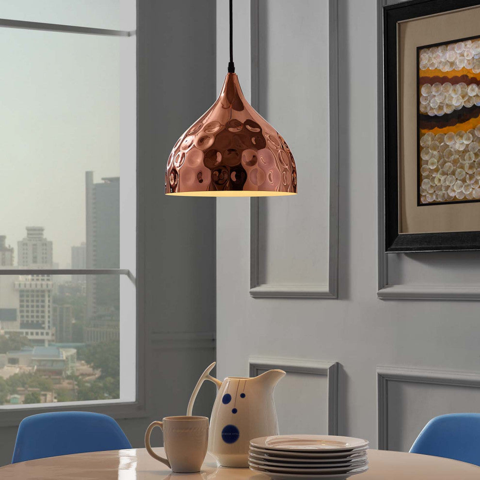 Dimple 11" Bell-Shaped Rose Gold Pendant Light EEI-2904