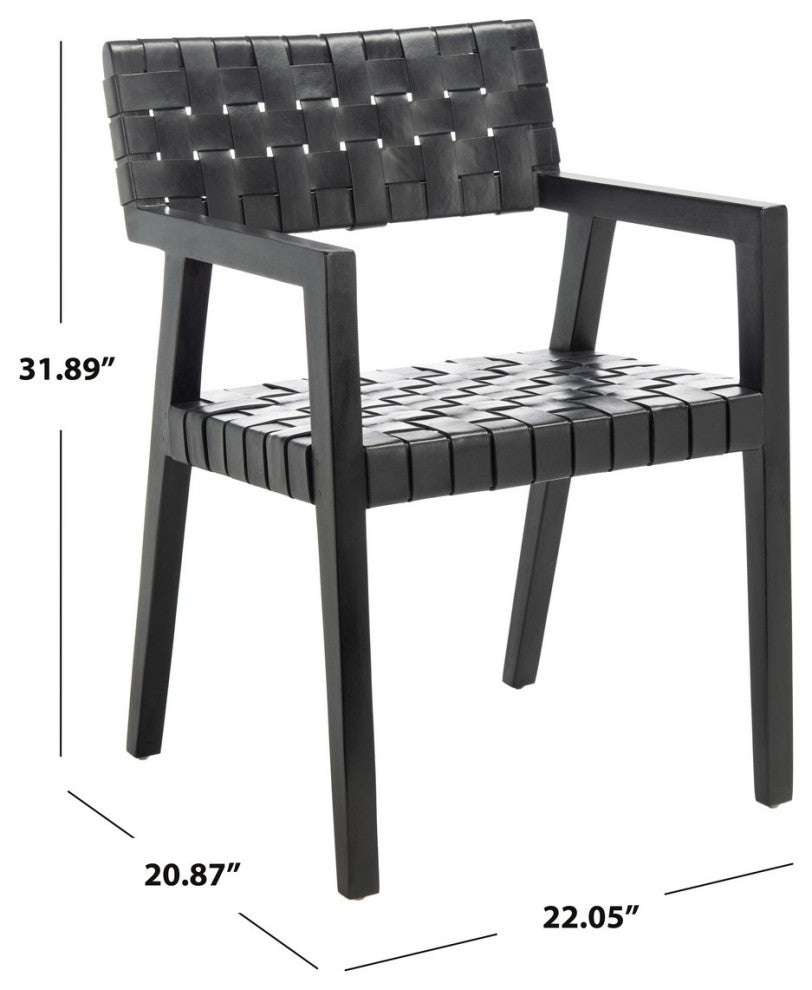 Safavieh Cire Leather Dining Chair, Black