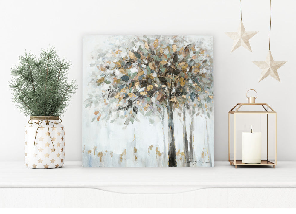 Abstract gold tree - Oil Painting Print on Wrapped Canvas, canvas wall decor, 12