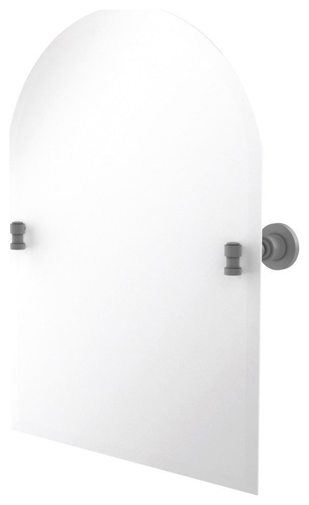 Washington Square Frameless Arch Top Beveled Edge Tilt Mirror, Matte Gray