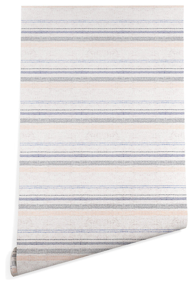 Deny Designs Holli Zollinger French Stripe Navy Wallpaper, Beige, 2''x8''
