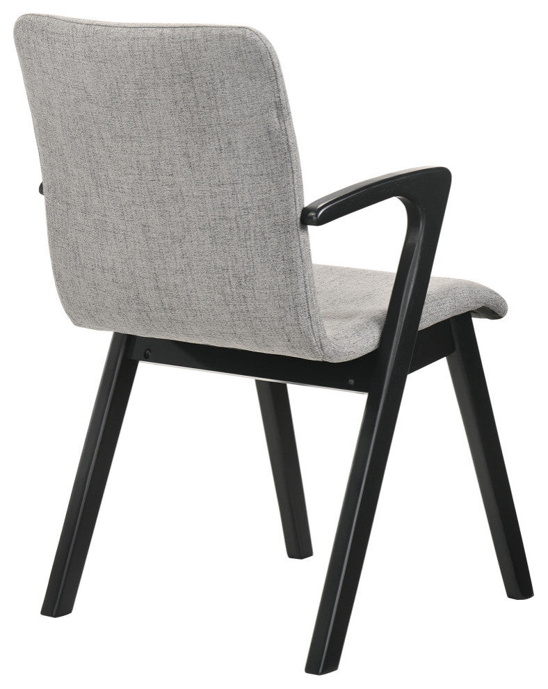 Varde Dining Accent Chair With Black Finish and Gray Fabric, Set of 2