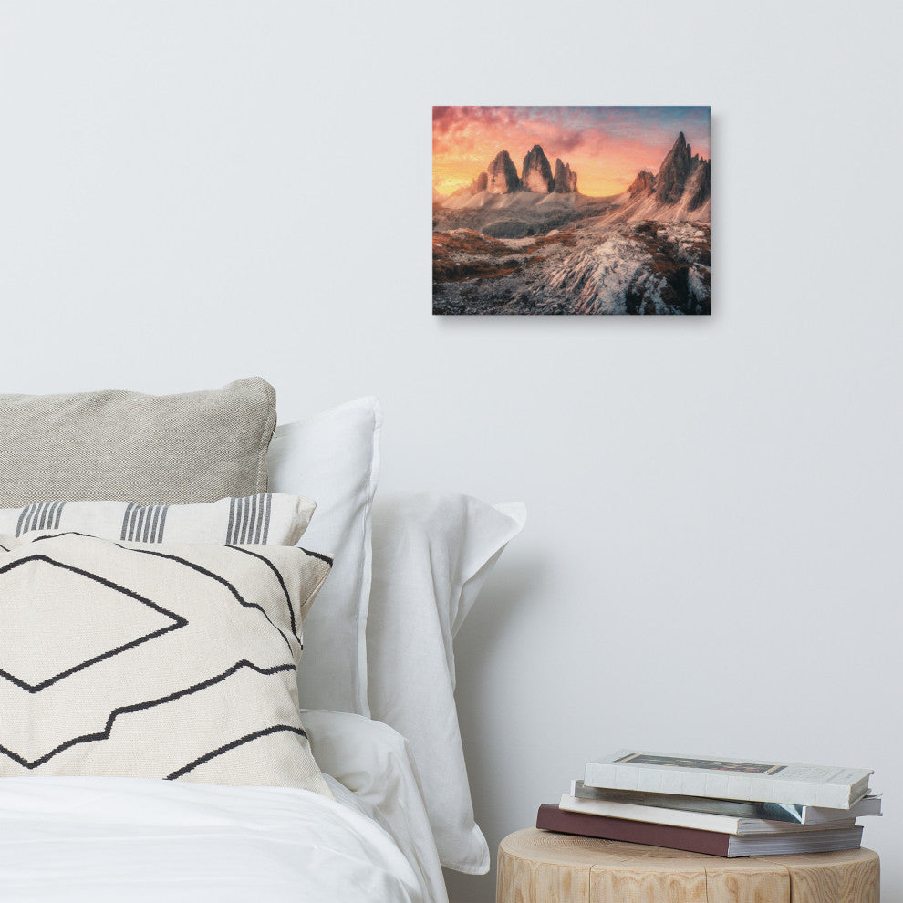 Mountain Colorful Cloudy Sunset 2 Canvas Wall Art Prints, 12" X 16"