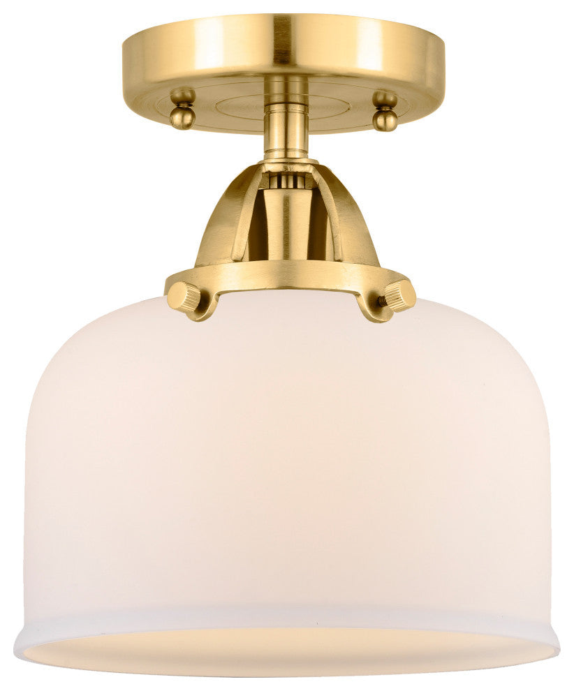 Large Bell Semi-Flush Mount, Satin Gold, Matte White, Matte White