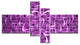 Purple Watercolor Fractal Pattern, Abstract Art on Canvas, 60"x32", 4 panels