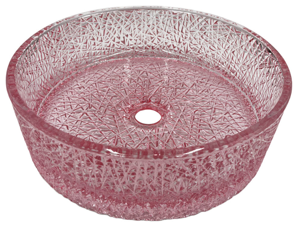 Stadium Round Crystal Sinks With White Base, Pink Champagne, 14", 60" Countertop