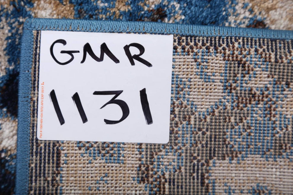 Distressed Agra Traditional Oriental Area Rug, Blue, 3x5''