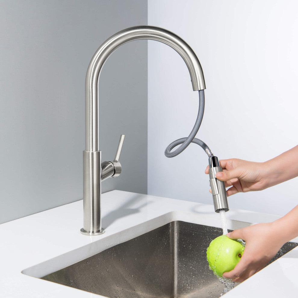 Fusion-T Single Handle Pull Down Sink Faucet With Soap Dispenser, Brushed Nickel