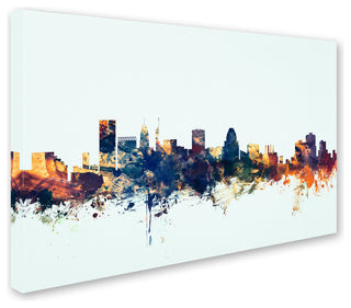 Michael Tompsett 'Baltimore MD Skyline Blue' Canvas Art, 16x24