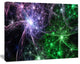 Green Purple Colorful Fireworks, Abstract Art on Canvas, 20x12