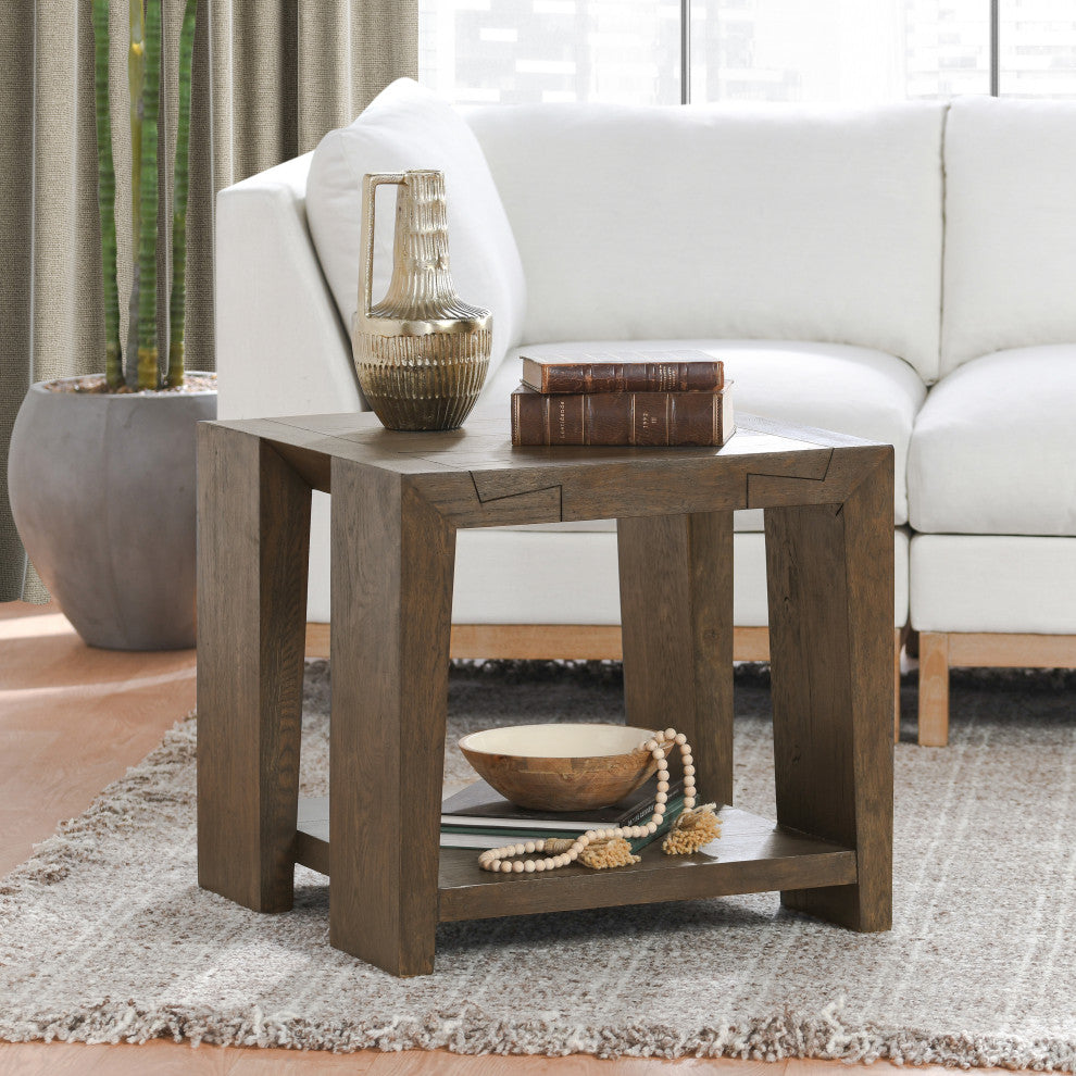 Troy Oak End Table, Antique Brown