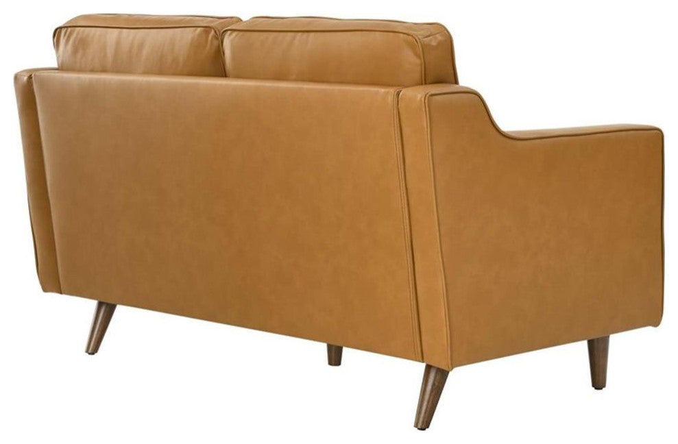 Impart Genuine Leather Loveseat, Tan