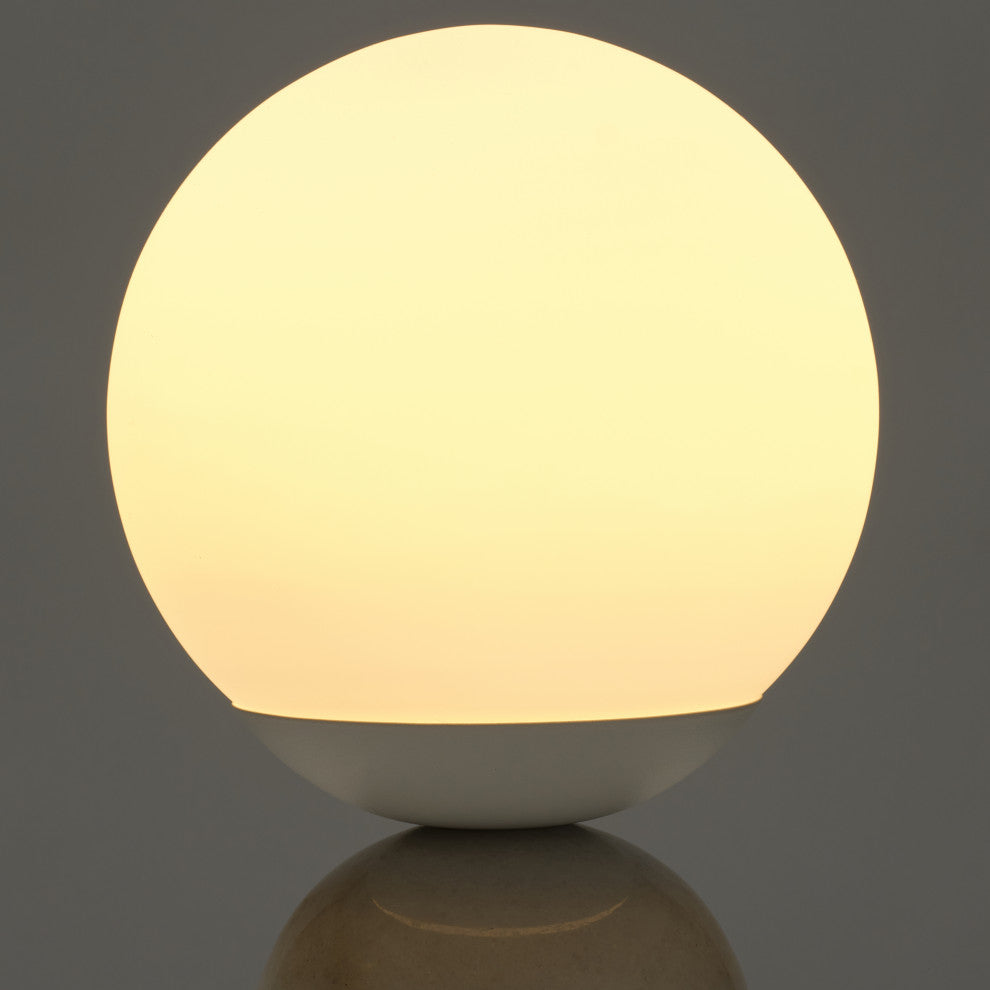 Brightech Mila Marble Table Lamp, Small Footprint Glass Shade, White