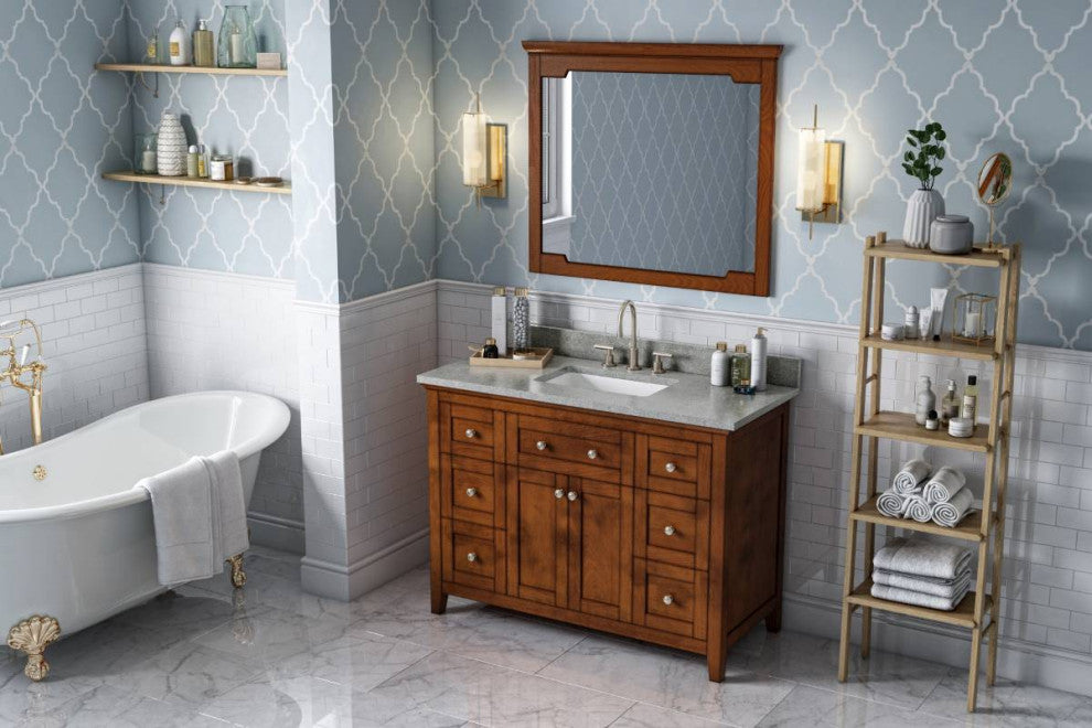 Chatham Traditional 48" Chocolate Single Sink Vanity, Steel Grey Cultured Marble