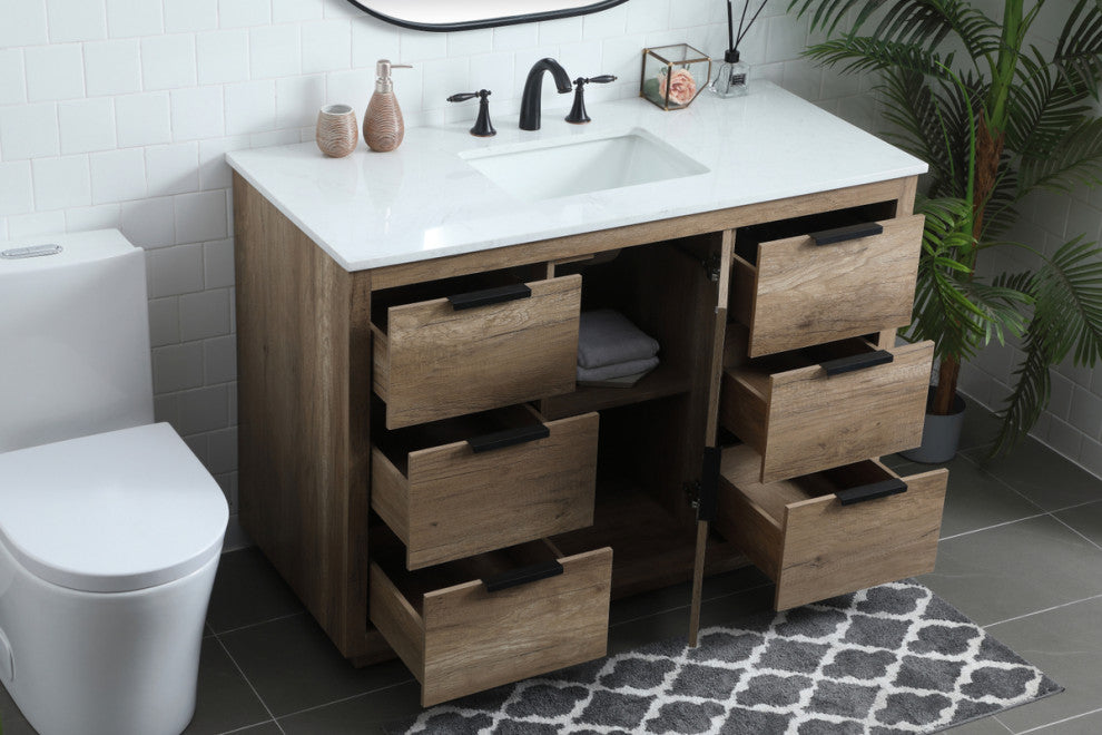 Bethany Single Bathroom Vanity, Natural Oak, 48"