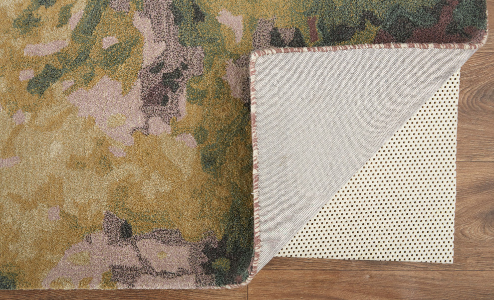 Weave & Wander Nakita Rug, Eggplant/Lodon Green/Gold, 8ft x 10ft Rug