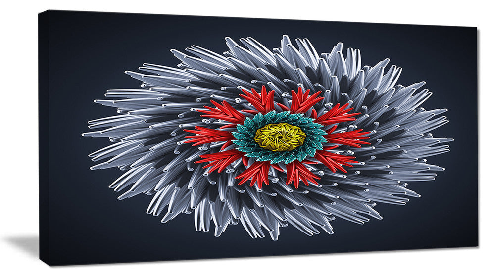 Abstract Silver 3D Flower, Abstract Canvas Art Print, 40x20
